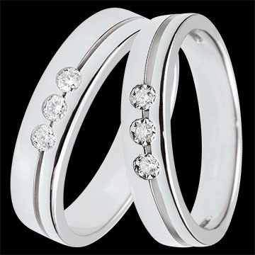 Duo di fedi Olympia – oro bianco & diamanti – 18 carati