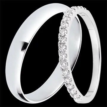 Duo di fedi Pure & Bettina - Oro bianco e diamanti - 18 carati