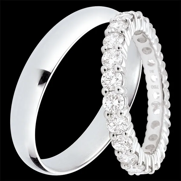 Duo obrączek Pure & Origine – białe złoto i diamenty – 18 karatów