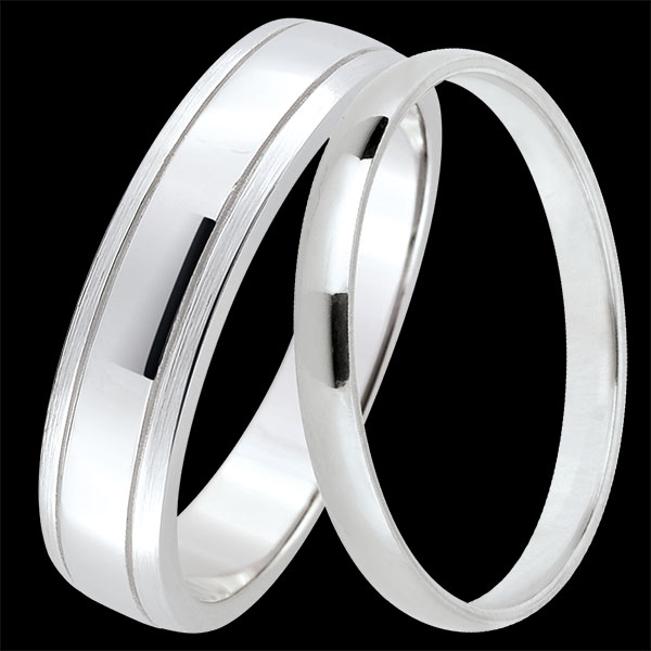 Duo-Trauringe Horizon & Atelier – Weißgold – 18 Karat