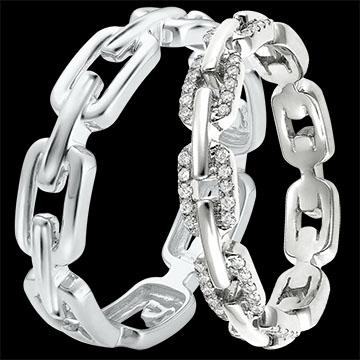 Duo Trauringe Maillon Cubain – Weißgold & Diamanten – 9-karätiges Gold