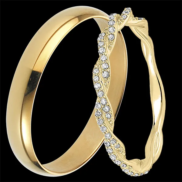 Duo trouwringen Pure & Olympe diamant – geelgoud & diamanten – 18 karaat