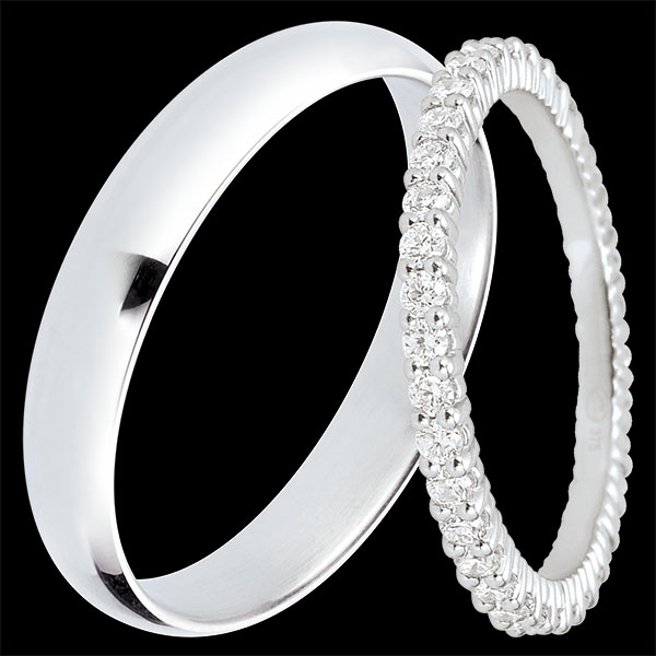 Duo trouwringen Pure & Radieuse – witgoud & diamanten – 18 karaat