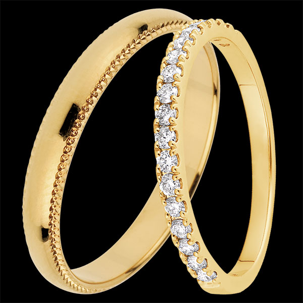 Duo de verighete Empereur & Bettina – aur galben & diamante – 18K