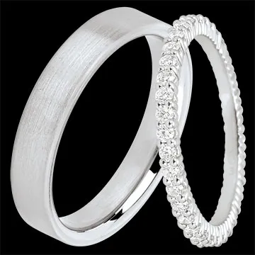 Duo von Atelier & Radieuse Trauringen – Weißgold & Diamanten – 18 Karat