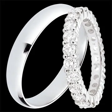 Duo Wedding Bands Pure & Origine – White Gold & Diamonds – 18 Carat