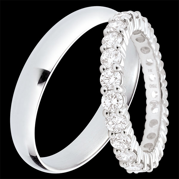 Duo Wedding Bands Pure & Origine – White Gold & Diamonds – 18 Carat