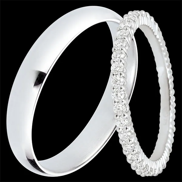 Duo de Wedding Rings Pure & Radieuse - White Gold & Diamonds - 18 Carat