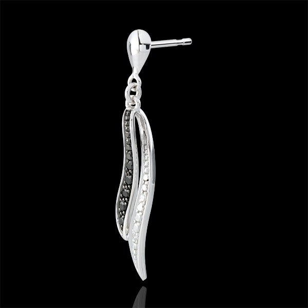 Earrings Clair Obscure - dangling - white gold and black diamonds