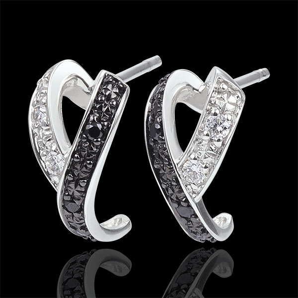Earrings Clair Obscure - Motion - white gold diamonds, white and black diamonds