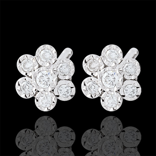 Earrings Eclosion- Flower Snowflake variation - white gold