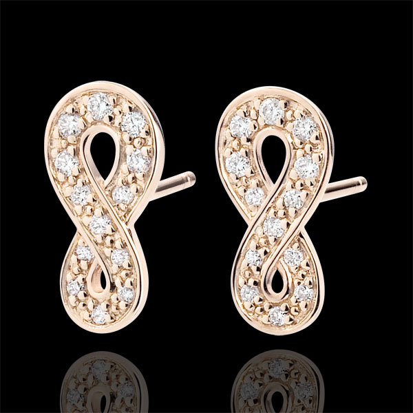 Earrings Infinity - rose gold and diamonds - 9 carats