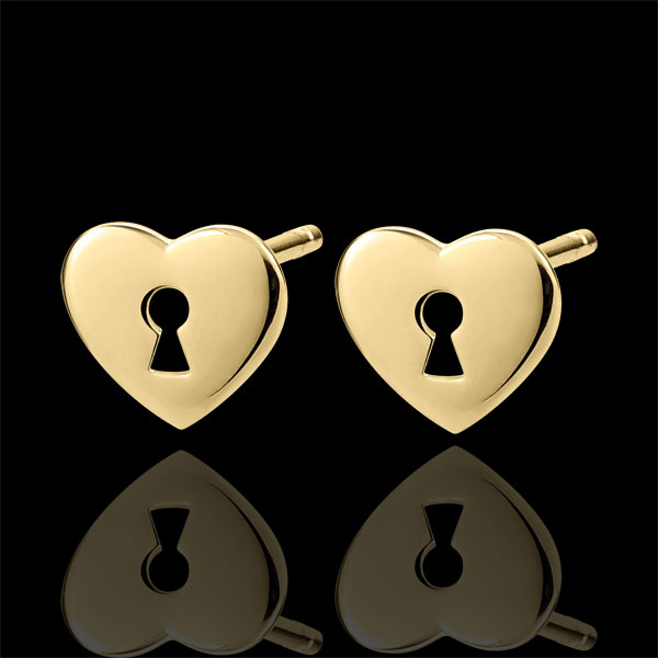 Earrings Precious Secret Heart Yellow Gold Edenly Jewelery