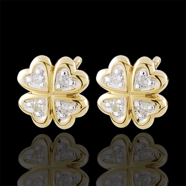 Pendientes Eclosión - Mi Suerte - oro blanco y amarillo 9 quilates y diamantes