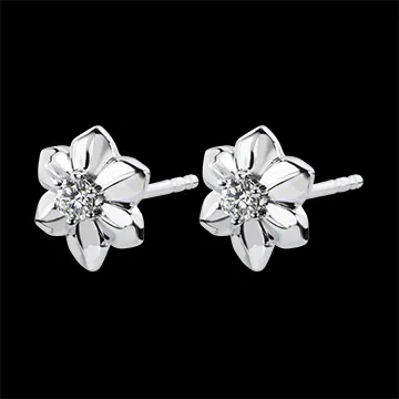 Boucles d'Oreilles Fraicheur - Dalhia - or blanc 18 carats et diamant
