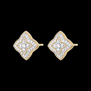 Pendientes Flor de Diamante - oro blanco y oro amarillo de 18 quilates con diamantes