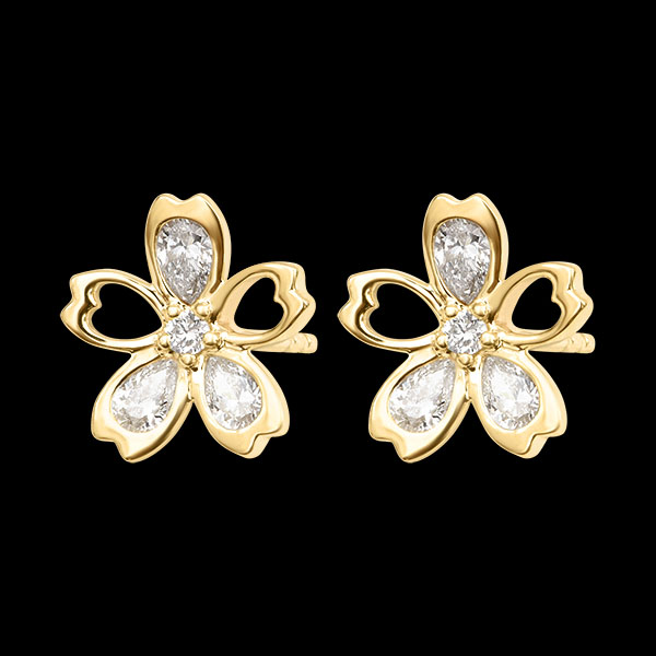 Boucles d’oreilles puces Fioréa – Or jaune 9 carats et diamants synthétiques