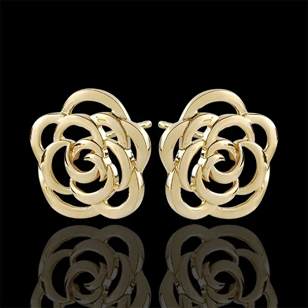 Pendientes Eclosión - Flores Costura - pendientes cortos - oro amarillo 9 quilates