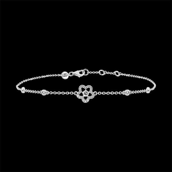 Bracelet Fraicheur - Anémone- or blanc 9 carats et diamants 