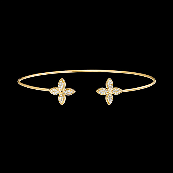 Brazalete Junco Abierto Eclosión - Doble Suerte - oro amarillo de 9 quilates y diamantes