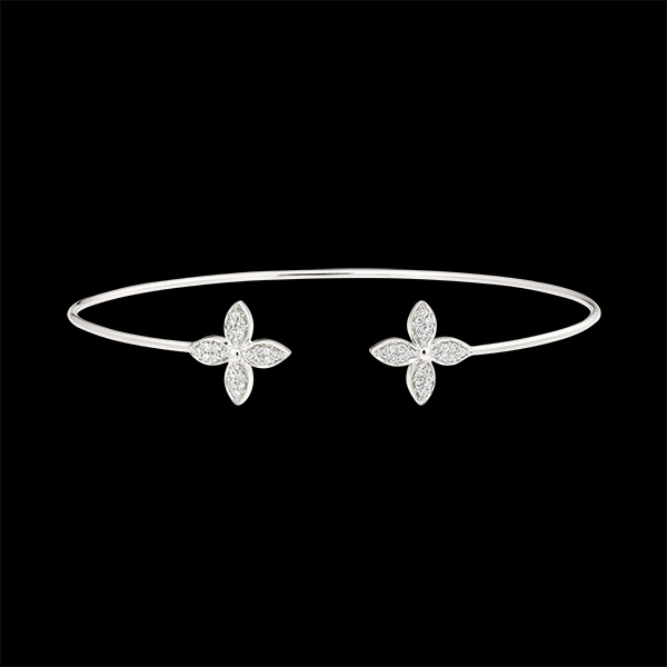 Brazalete Junco Abierto Eclosión - Doble Suerte - oro blanco de 18 quilates y diamantes