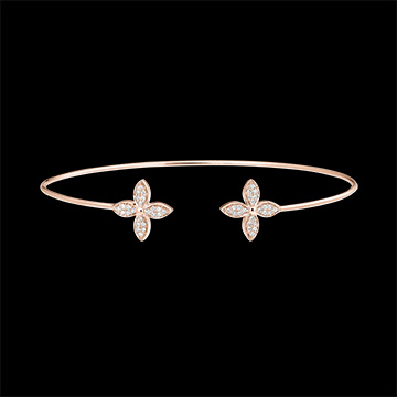 Brazalete Junco Abierto Eclosión - Doble Suerte - oro rosa de 18 quilates y diamantes