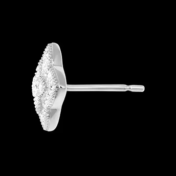 Boucles d'oreilles Fleur de diamant - or blanc 9 carats et diamants