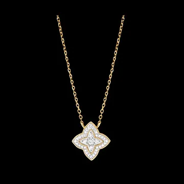 Diamond Flower Necklace - 9 carat White gold and yellow gold with diamonds