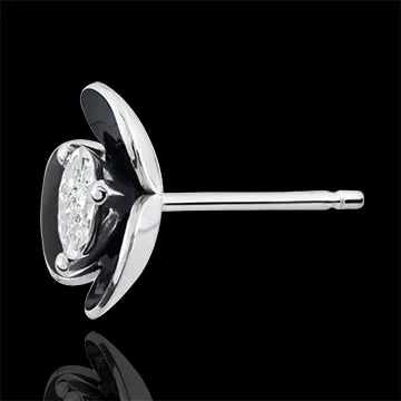 Earrings Eclosion - Midnight Flowers - white gold and lacquer
