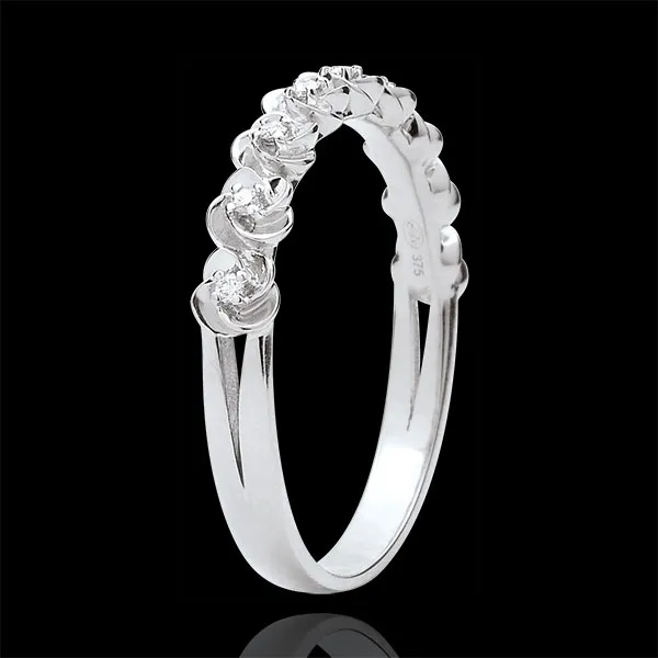 Anillo Eclosión - Guirnaldas de Rosas - modelo pequeño - oro blanco 18 quilates y diamantes