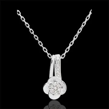 Necklace Eclosion - white gold - Rose Petals - 0.05 carat