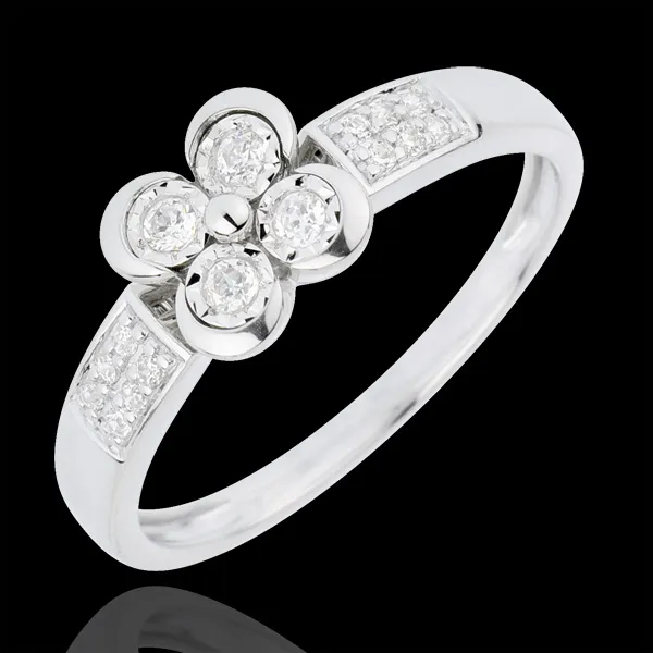 Solitair Ring Eclosion - Clover of the Lovers - 4 diamonds
