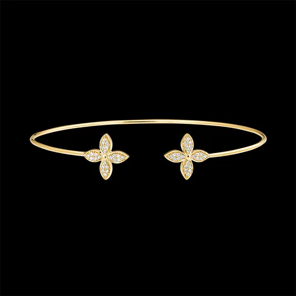 Eclosion Open Bangle Bracelet - Lucky Charms - yellow gold 18 carats and diamonds