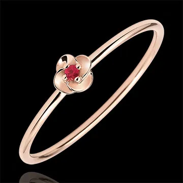 Ring Eclosion - First Rose - small model - pink gold and ruby - 9 carats