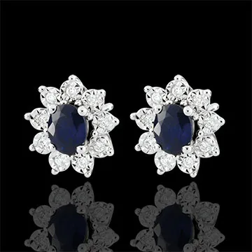 Pendientes Edelweiss Eterna - Margarita Ilusión - zafiro y diamantes - oro blanco 18 quilates