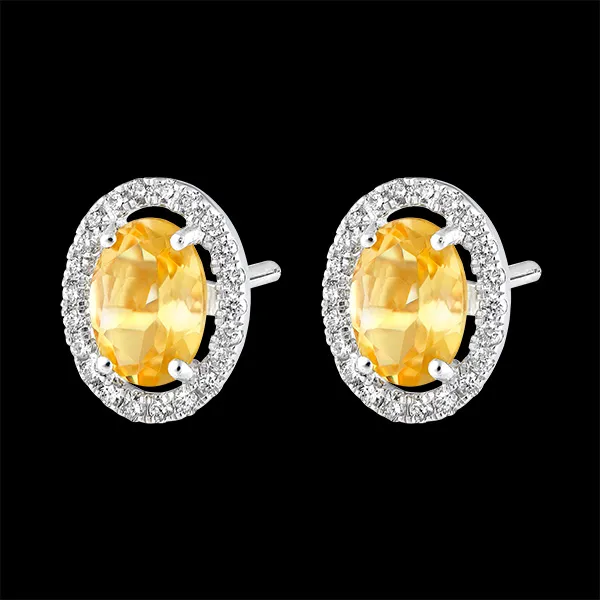 Pendientes Edelweiss Eterno - Anaé - oro blanco de 18 quilates - Citrino y diamantes