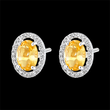 Pendientes Edelweiss Eterno - Anaé - oro blanco de 18 quilates - Citrino y diamantes
