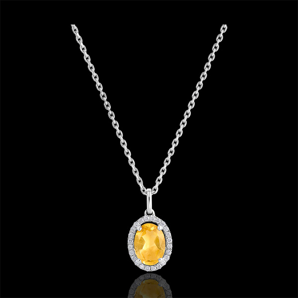 Colgante Edelweiss Eterno - Anaé - oro blanco de 18 quilates - Citrino y diamantes