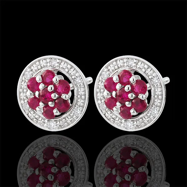 Pendientes Isalia - oro blanco 9 quilates y rubíes