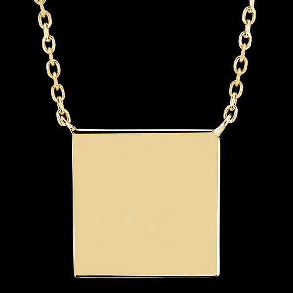 Edenly Yours - Collana medaglietta quadrata da incidere - or giallo 9 carati