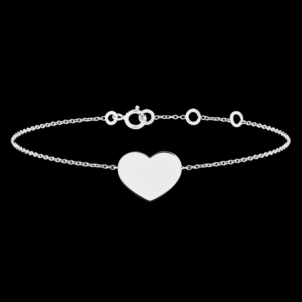 Edenly Yours - Armband mit Herzanhänger zum Gravieren - Weißgold, 18 Karat