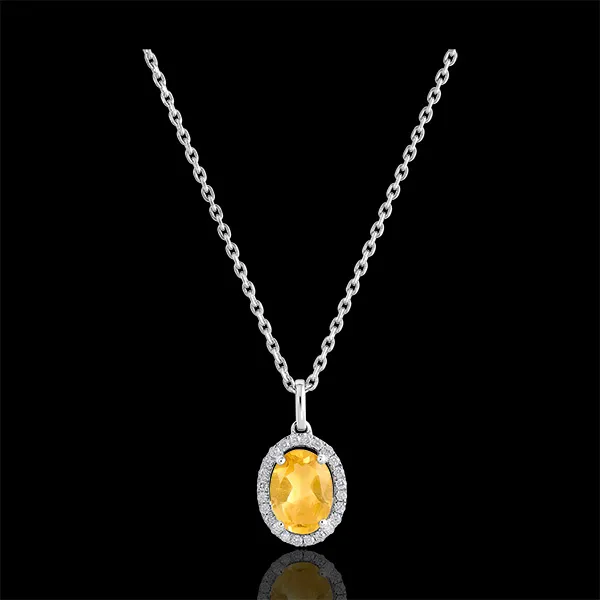 Hanger Eeuwige Edelweiss - Anaé - 18 karaat witgoud - Citrien en diamanten