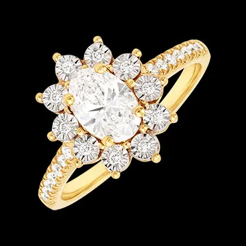 Eeuwige Edelweiss Ring - Daisy Chic - geel goud 750/1000 en synthetische diamanten