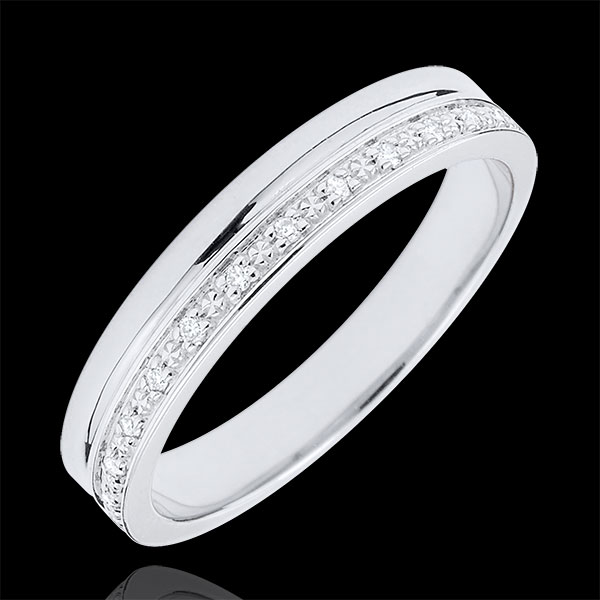 Elegance Wedding ring - White Gold and Diamonds - 9 carats