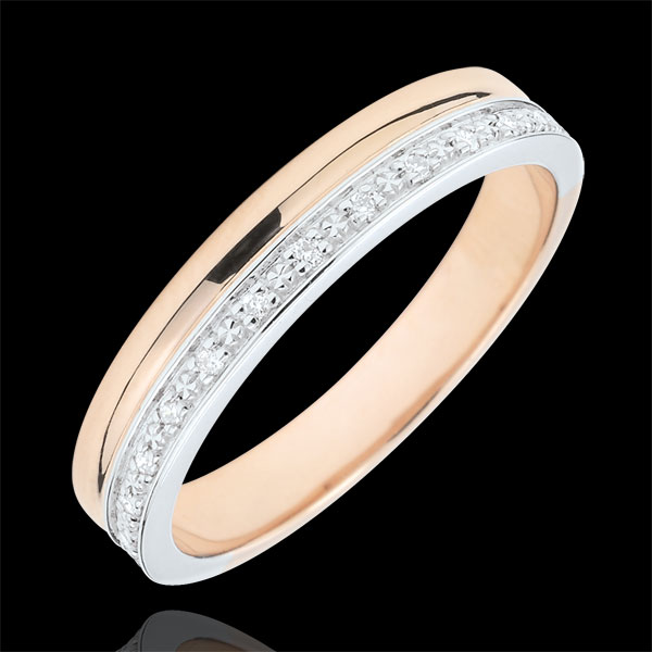 Elegance Wedding ring - White gold and rose gold - 9 carats