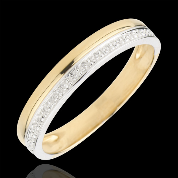 Elegance Wedding Ring - Yellow and White gold - 9 carats