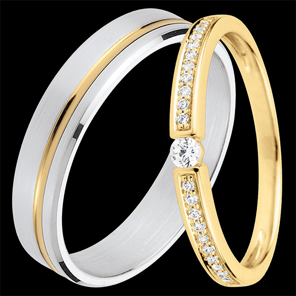 Emmanuel & Ultima Duoringen – Wit- en Geelgoud & Geelgoud met diamanten – 18 karaat