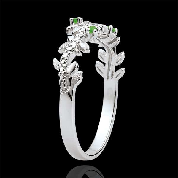 Enchanted Garden Ring - Royal Foliage - White gold, diamonds and emeralds - 18 carats