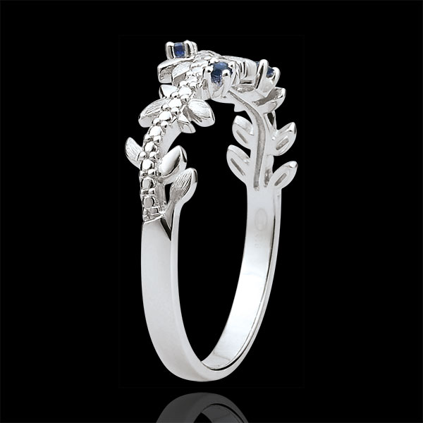 Enchanted Garden Ring - Royal Foliage - White gold, diamonds and sapphires - 18 carats