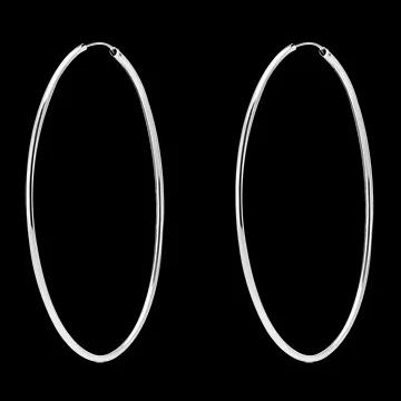 Pendientes de aro finos - 50mm de diametro - oro blanco de 9 quilates